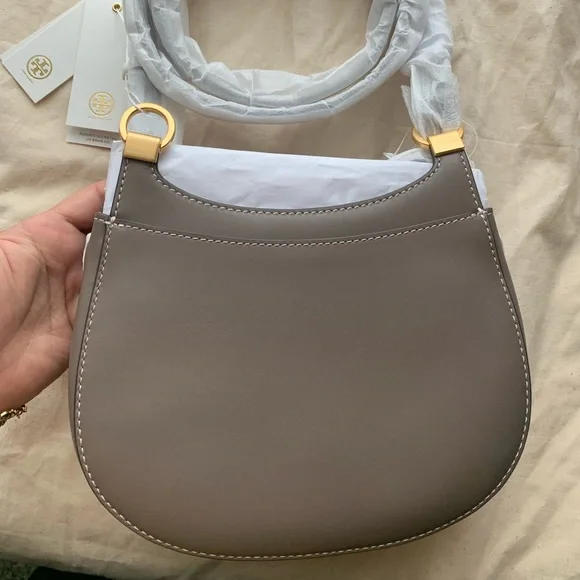 Tory Burch Lee Radziwill Suede Frame Small Saddlebag - Picture 2 of 5